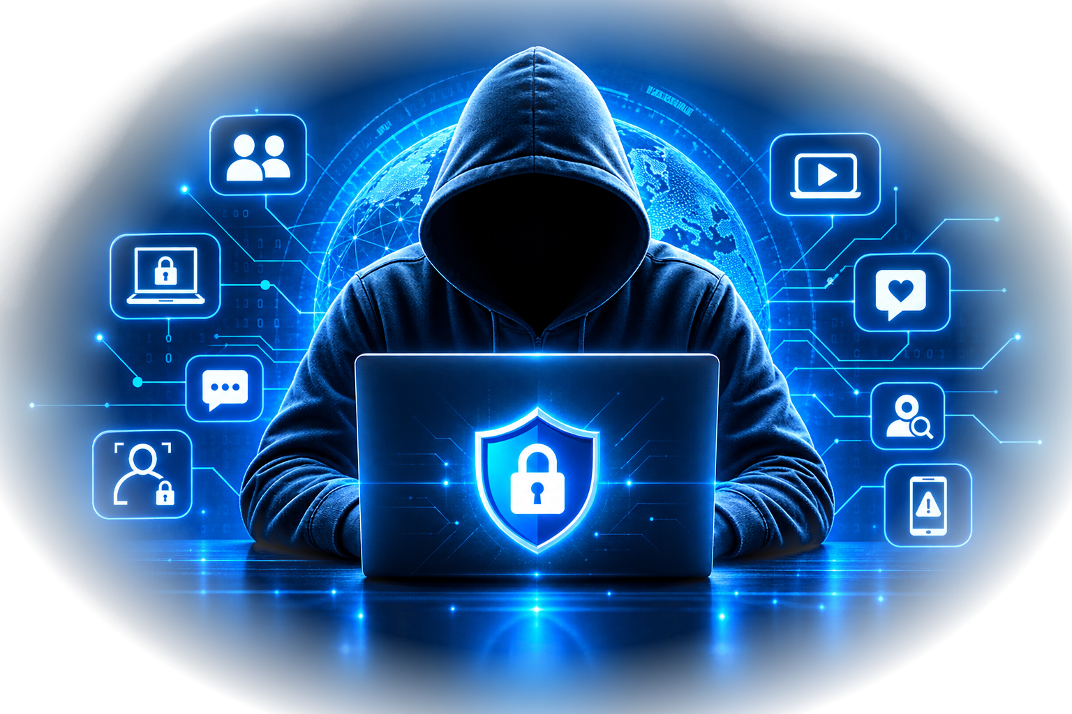 Ilustración de ciberseguridad y prevención de ciberdelitos